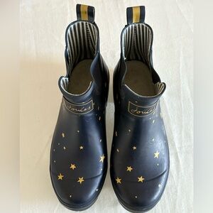 Joules Navy with Gold Stars Wellibob Rubber Boots